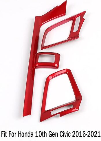 Car Accessories Fit for Honda 10th Gen Civic 2016-2021 Interior Console Dashboard Air Condition Outlet Vent Trim Cover Frame (Red) ABS 3 PCS in Saudi Arabia
