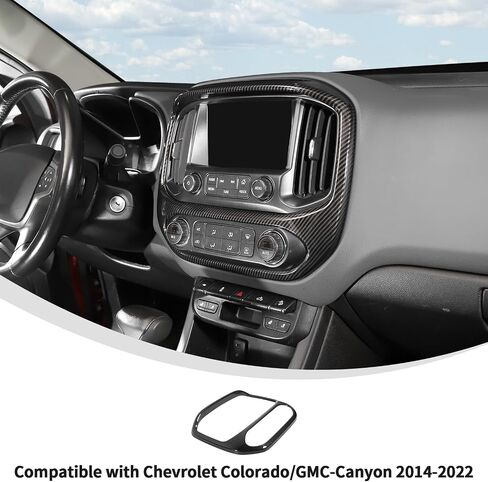 غلاف شاشة معلومات Linskip Dash متوافق مع 2015-2022 Chevy Colorado & GMC-Canyon ، مجموعة قطع لوحة التحكم في المناخ للملحقات الداخلية في كولورادو الحبوب الخشبية الداكنة in Saudi Arabia