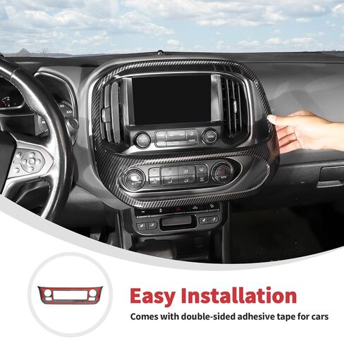 غلاف شاشة معلومات Linskip Dash متوافق مع 2015-2022 Chevy Colorado & GMC-Canyon ، مجموعة قطع لوحة التحكم في المناخ للملحقات الداخلية في كولورادو الحبوب الخشبية الداكنة in Saudi Arabia