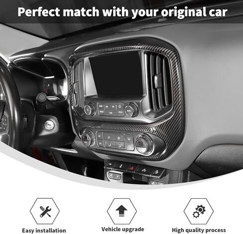 غلاف شاشة معلومات Linskip Dash متوافق مع 2015-2022 Chevy Colorado & GMC-Canyon ، مجموعة قطع لوحة التحكم في المناخ للملحقات الداخلية في كولورادو الحبوب الخشبية الداكنة in Saudi Arabia