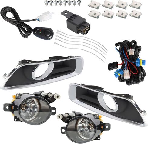 2Pcs Fog Lights Assembly Replacement for 2013-2015 Chevy Malibu with Bulbs + Bezels + Harness Switch Kit Driver & Passenger Side in Saudi Arabia