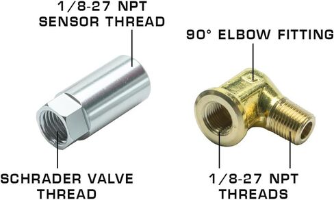 GlowShift Liquid Filled Mechanical 100 PSI Fuel Pressure Gauge Kit with -4 an Rail Pressure Adapter for Chevy GM LS1 LS2 LS3 LS6 Engines - Black Dial - 1/8-27 NPT Thread - 1-1/2" Diameter in Saudi Arabia