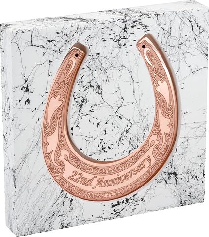 Copper Horseshoe with Wooden Stand - 7 Year Anniversary, Lucky Copper Decor, 7th Anniversary Keepsake for Him, Her or Couple, Symbol of Strength and Love in Saudi Arabia