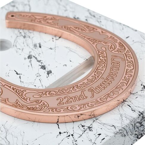 Copper Horseshoe with Wooden Stand - 7 Year Anniversary, Lucky Copper Decor, 7th Anniversary Keepsake for Him, Her or Couple, Symbol of Strength and Love in Saudi Arabia
