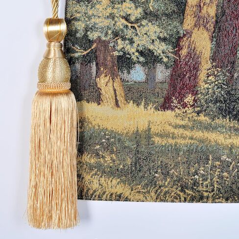 Vintage Forest Wall Tapestry Nature Scene - Peaceful Lakeside Reverie, Muted Green Aesthetic with Telescopic Rod & Tassels, Jacquard Woven Wall Tapestries for Bedroom/Living Room Decor Art (42"x27") in Saudi Arabia