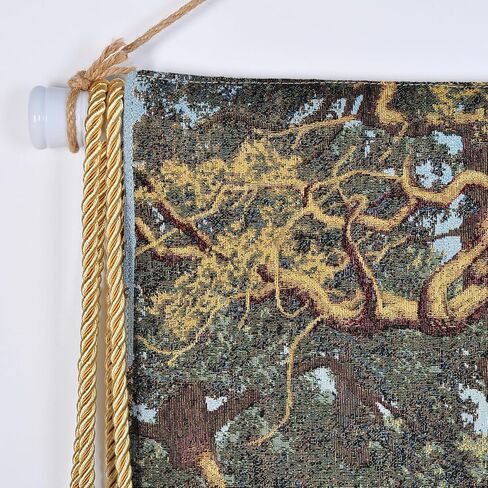 Vintage Forest Wall Tapestry Nature Scene - Peaceful Lakeside Reverie, Muted Green Aesthetic with Telescopic Rod & Tassels, Jacquard Woven Wall Tapestries for Bedroom/Living Room Decor Art (42"x27") in Saudi Arabia