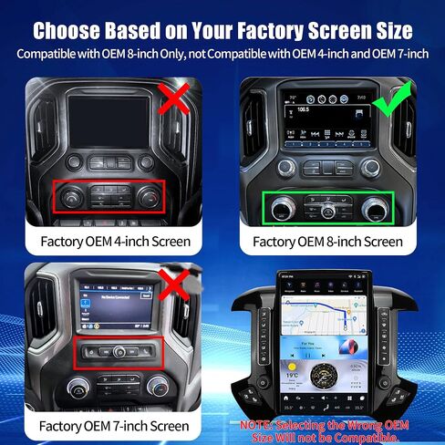 2024 Latest Android 13 Car Radio Head Unit for GMC Sierra Chevrolet Silverado 2015-2019 OEM 8 Inch Screen, 14.5 Inch T-Style Car Multimedia Player GPS Navigation 8GB+128GB - Silver Grey in Saudi Arabia