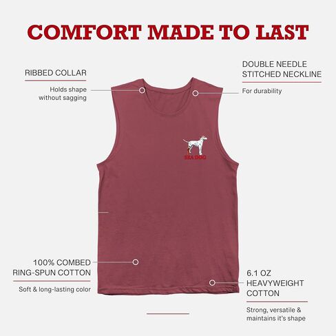 SEA DOG American Strong Patriotic Vintage Graphic Tank Top, Garment Dyed 100% Ringspun Cotton, Relaxed Fit, Printed in USA in Saudi Arabia