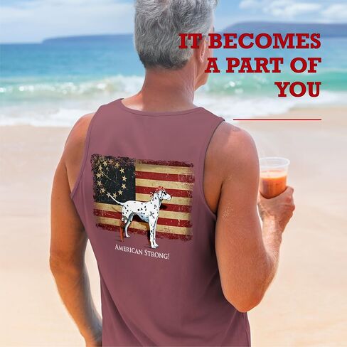 SEA DOG American Strong Patriotic Vintage Graphic Tank Top, Garment Dyed 100% Ringspun Cotton, Relaxed Fit, Printed in USA in Saudi Arabia