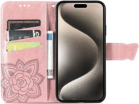 Case for iPhone 16 Pro Max Wallet Case for Women, Leather Flip Phone Case with Kickstand Magnetic and Card Holder Protective Case Cover for iPhone 16 Pro Max 6.9 inch Butterfly Blue SD in Saudi Arabia
