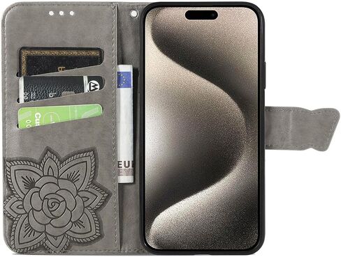 Case for iPhone 16 Pro Max Wallet Case for Women, Leather Flip Phone Case with Kickstand Magnetic and Card Holder Protective Case Cover for iPhone 16 Pro Max 6.9 inch Butterfly Blue SD in Saudi Arabia