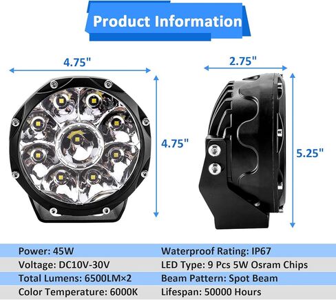 Wsays 5 بوصة LED LED LED FLODS Round Road Road Lights مع مفتاح SPOT Light Rocker وأسلاك الأسلاك FUSE RELAY KIT تناسب الالتقاطات والشاحنات وسيارات الدفع الرباعي و UTVs و ATV in Saudi Arabia