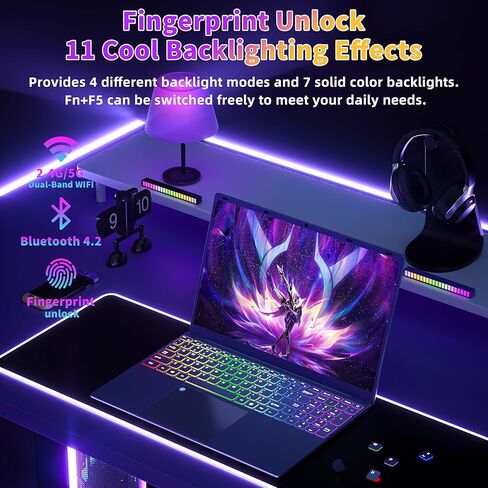 16" Blue Laptop 16G RAM 512GB SSD 2.5K FHD(2560x1600) IPS Screen/N95 CPU/Computer with Full Size Numeric Color Backlit KB,Win 11 Pro/MS Office 2019/Fingerprint Unlock for Work Study (16G+512GB) in Kuwait