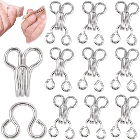 100 Set Copper Sewing Hooks and Eyes Closure-White Hooks Replacement for Bra and Clothing DIY Craft in Kuwait