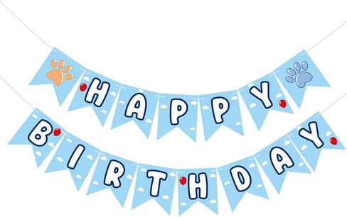 Blue Dog Birthday Banner, Blue & Orange, 6.69 x 5.31 Inches, Happy Birthday Banner, Party Decorations in Kuwait