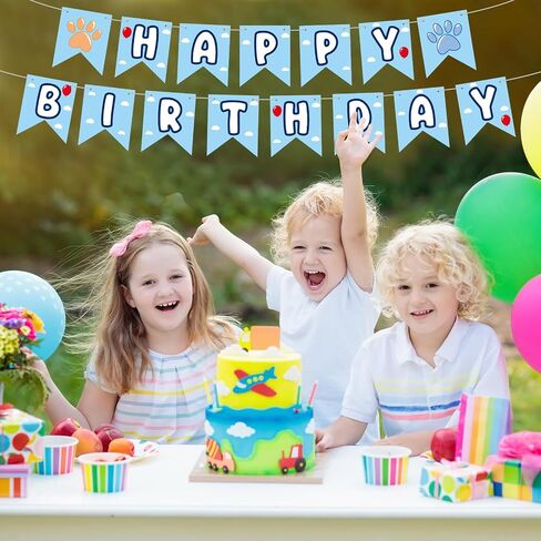 Blue Dog Birthday Banner, Blue & Orange, 6.69 x 5.31 Inches, Happy Birthday Banner, Party Decorations in Kuwait