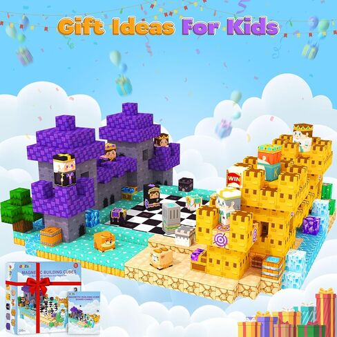 Magnetic Blocks Kids Games Building Toys for 3 4 5 6 7 8 9 10 11 12 Year Old Boys Girls, Magnetic Tiles Cubes STEM Sensory Toys for Toddler Travel Party Christmas Birthday Gifts in Saudi Arabia