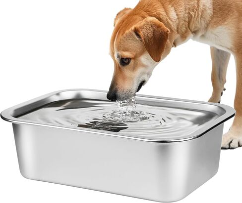 Ohtomber Stainless Steel 1.25 Gallons Large Dog Water Bowl, Metal Pet Dog Water & Food Bowl No Spilling, Outdoor Feeder Dish Plate for Cat, Big, Extra Large Pet in Saudi Arabia