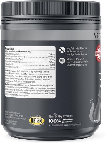Zesty Paws Mobility Bites Joint Supplement for Dogs - Soft Chews with Glucosamine for Dogs, Chondroitin, & MSM + Vitamins C and E - Hemp - Chicken - 90ct in Saudi Arabia