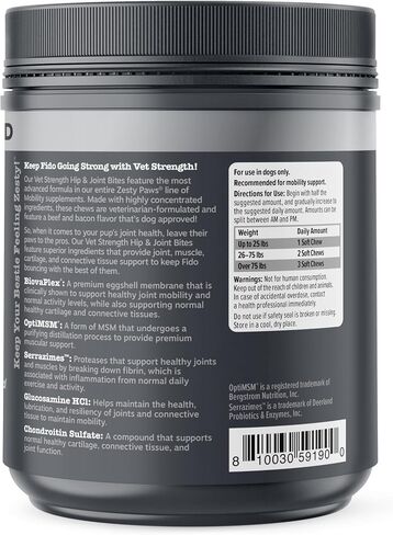 Zesty Paws Mobility Bites Joint Supplement for Dogs - Soft Chews with Glucosamine for Dogs, Chondroitin, & MSM + Vitamins C and E - Hemp - Chicken - 90ct in Saudi Arabia