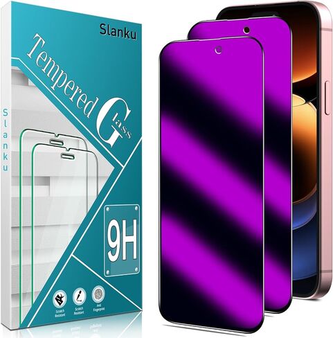 Slanku [2 Pack for iPhone 16 Pro Max Privacy Screen Protector, [4 Way 360°] Anti-Spy, Full Coverage, Private Tempered Glass, Zero Bubble, Case Friendly in Saudi Arabia