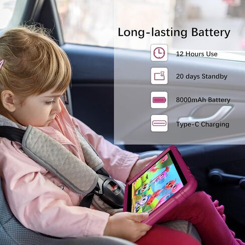 Tablet for Kids, 10 Inch Android Tablet, 4GB 64GB, Octa-core CPU,WiFi, 8000mAh,1280 * 800 HD Display, Kids Content, Parental Control, Children Ages 3-12 Purple in Saudi Arabia