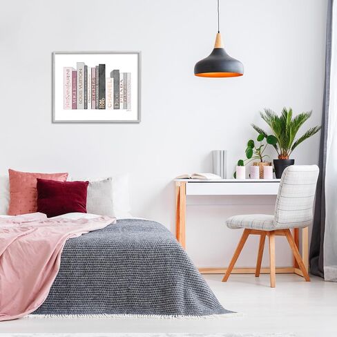 Stupell Industries Fashion Designer Bookstack Pink Grey Watercolor, Design by Amanda Greenwood Gray Framed Wall Art, 24x30 in Saudi Arabia