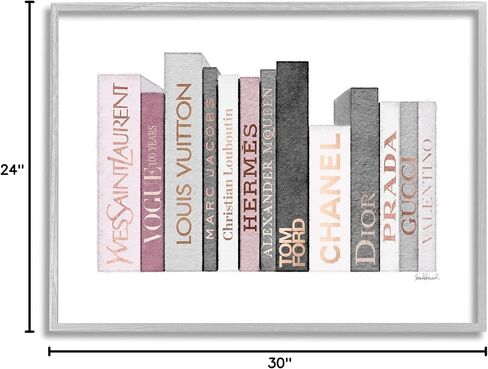 Stupell Industries Fashion Designer Bookstack Pink Grey Watercolor, Design by Amanda Greenwood Gray Framed Wall Art, 24x30 in Saudi Arabia