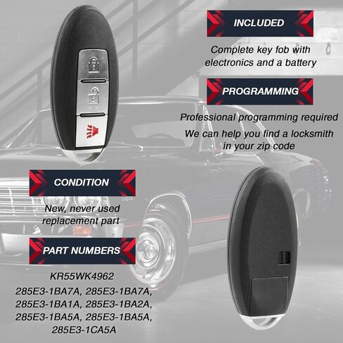 USARemote Keyless Entry Remote Car Key Fob Replacement for 2008 2009 2010 2011 2012 2013 2014 2015 2016 2017 Nissan Infiniti 3-Button Smart Key (KR55WK49622) in Saudi Arabia