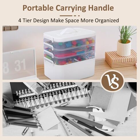3-Layer Plastic Craft Organizers and Storage Box with Removable Trays, Storage Containers with lids and Handle, Art Supply Storage Organizer for Organizing Bead, Sewing, Tool in Saudi Arabia