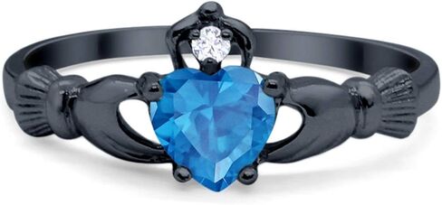 Blue Apple Co. Irish Claddagh Heart Promise Ring Lab Created Round CZ 925 Sterling Silver Choose Color in Kuwait