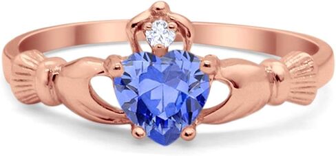 Blue Apple Co. Irish Claddagh Heart Promise Ring Lab Created Round CZ 925 Sterling Silver Choose Color in Kuwait