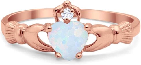Blue Apple Co. Irish Claddagh Heart Promise Ring Lab Created Round CZ 925 Sterling Silver Choose Color in Kuwait