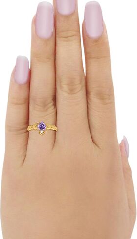 Blue Apple Co. Irish Claddagh Heart Promise Ring Lab Created Round CZ 925 Sterling Silver Choose Color in Kuwait