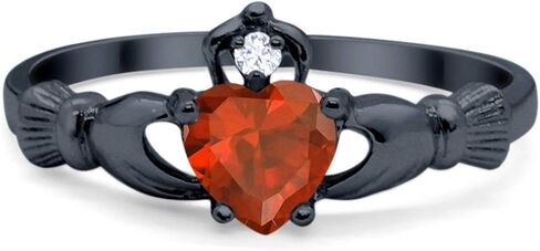 Blue Apple Co. Irish Claddagh Heart Promise Ring Lab Created Round CZ 925 Sterling Silver Choose Color in Kuwait