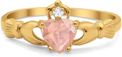 Blue Apple Co. Irish Claddagh Heart Promise Ring Lab Created Round CZ 925 Sterling Silver Choose Color in Kuwait