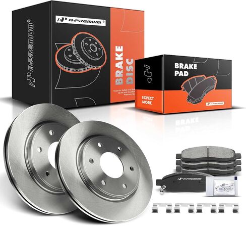 A-Premium 12.6 Inch (320mm) دوارات فرامل القرص الأمامية المتنفية + مجموعة منصات السيراميك متوافقة مع طرز Infiniti و Nissan المختارة-QX56/Titan 2004-2005 ، Armada 2005 ، Pathfinder Armada 2004 ، 6-PC Set in Saudi Arabia