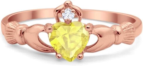 Blue Apple Co. Irish Claddagh Heart Promise Ring Lab Created Round CZ 925 Sterling Silver Choose Color in Kuwait