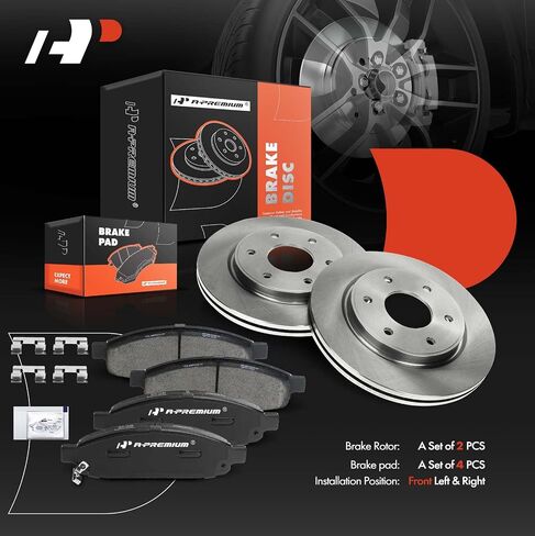 A-Premium 12.6 Inch (320mm) دوارات فرامل القرص الأمامية المتنفية + مجموعة منصات السيراميك متوافقة مع طرز Infiniti و Nissan المختارة-QX56/Titan 2004-2005 ، Armada 2005 ، Pathfinder Armada 2004 ، 6-PC Set in Saudi Arabia