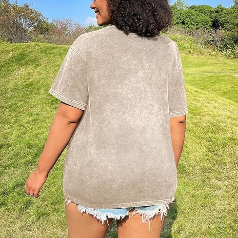 Tiger Graphic Tees Shirt for Women Oversized Streetwear Shirts Acid Wash Tshirt Tigers Print Cotton Summer Tops in Kuwait