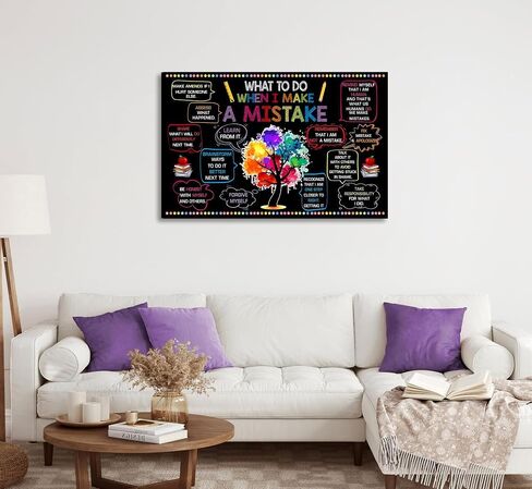 Growth Mindset Canvas Wall Art Teenagers Positive Energy Picture Wall Decor What To Do When I Make A Mistake Poster Print for Teenagers Boys And Girls Children'S Room Decoration Prepare To Hang in Saudi Arabia