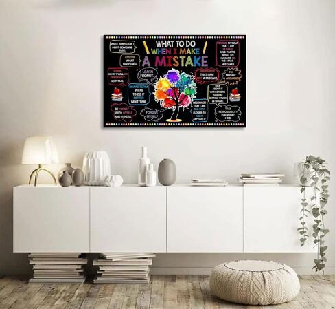Growth Mindset Canvas Wall Art Teenagers Positive Energy Picture Wall Decor What To Do When I Make A Mistake Poster Print for Teenagers Boys And Girls Children'S Room Decoration Prepare To Hang in Saudi Arabia