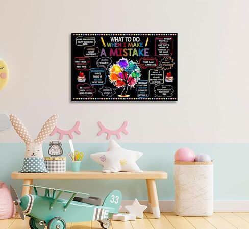 Growth Mindset Canvas Wall Art Teenagers Positive Energy Picture Wall Decor What To Do When I Make A Mistake Poster Print for Teenagers Boys And Girls Children'S Room Decoration Prepare To Hang in Saudi Arabia