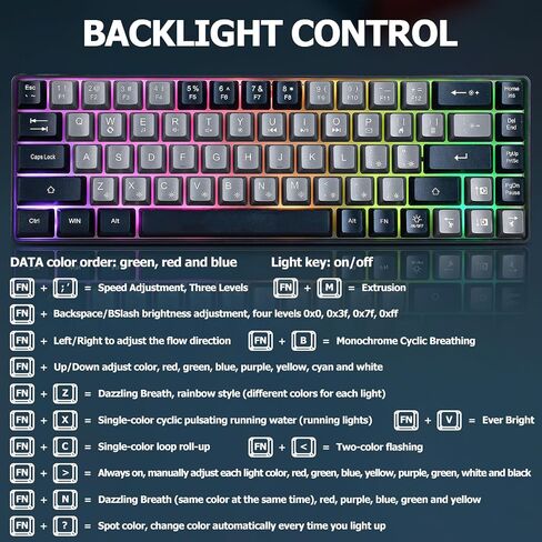 سلكية محمولة 60 ٪ لوحة مفاتيح ألعاب الشعور ، RGB LED LED مضغوطة 68 KEYS MINI Wired Office Keyboard for Windows Laptop Mac Gamer ، Typist ، Travel on Business Trip Black -Grey in Saudi Arabia