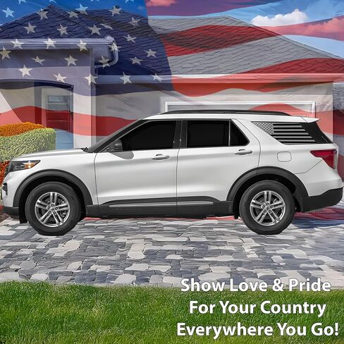 Bogar Tech Designs شارات السيارات للسيارات ، Precut American Flag Sticker لإكسسوارات السيارات الخلفية في الجانب الخلفي شارات نافذة متوافقة مع Ford Explorer 2020-2025 ، Matte Black in Saudi Arabia