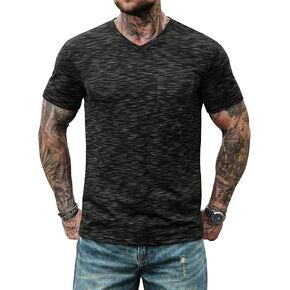 Men's V Neck T Shirts Casual Stylish Fitted Stretch Tee Shirt with Pocket (S-3XL) in Kuwait