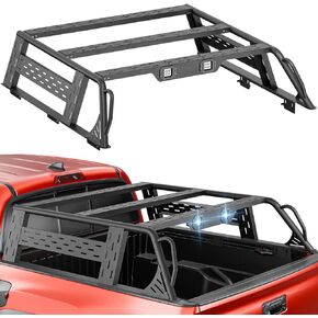 for Tacoma Ladder Bed Rack 16.7" High Overland Truck Full-Size Cargo Racks with 2 Led Lights Compatible for 2016-2025 Toyota Tacoma with Bed Rails, Heavy Duty 1000 LBS Truck Rear Cross Bars in Kuwait