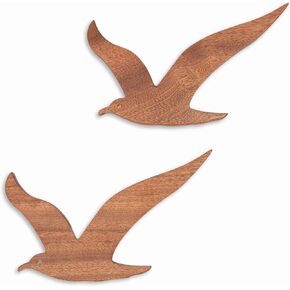 Telinego 2 Pack Handmade Wooden Bird Wall Art Hanging Sculpture Decor for Bedroom Bathroom Living Room Bird Home Decoration for Kids Baby Nursery Room Decor (Seagull) in Saudi Arabia