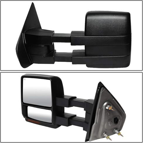 DNA Motoring TWM-006-T999-CH-AM Pair of Powered Heated Towing Side Mirrors W/Turn Signal Light Compatible with 04-14 F-150, Chrome/Amber in Saudi Arabia