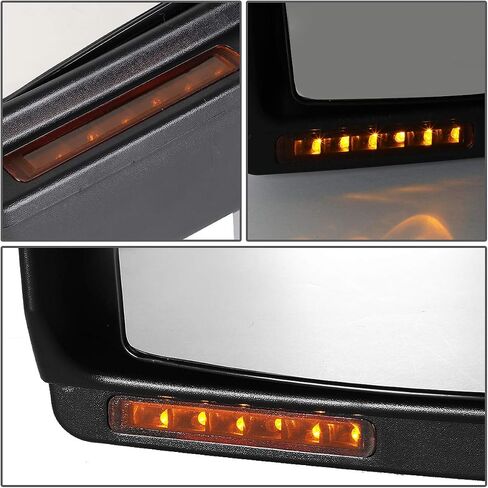 DNA Motoring TWM-006-T999-CH-AM Pair of Powered Heated Towing Side Mirrors W/Turn Signal Light Compatible with 04-14 F-150, Chrome/Amber in Saudi Arabia